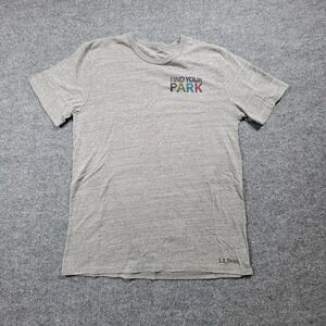 LL Bean T Shirt Womens XL Gray Short Sleeve Pullover Find‎ Your Park Graphic Tee